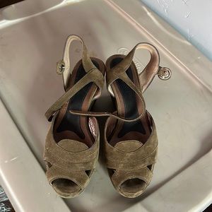 Marni wedge suede heels olive size 37 or 6.5